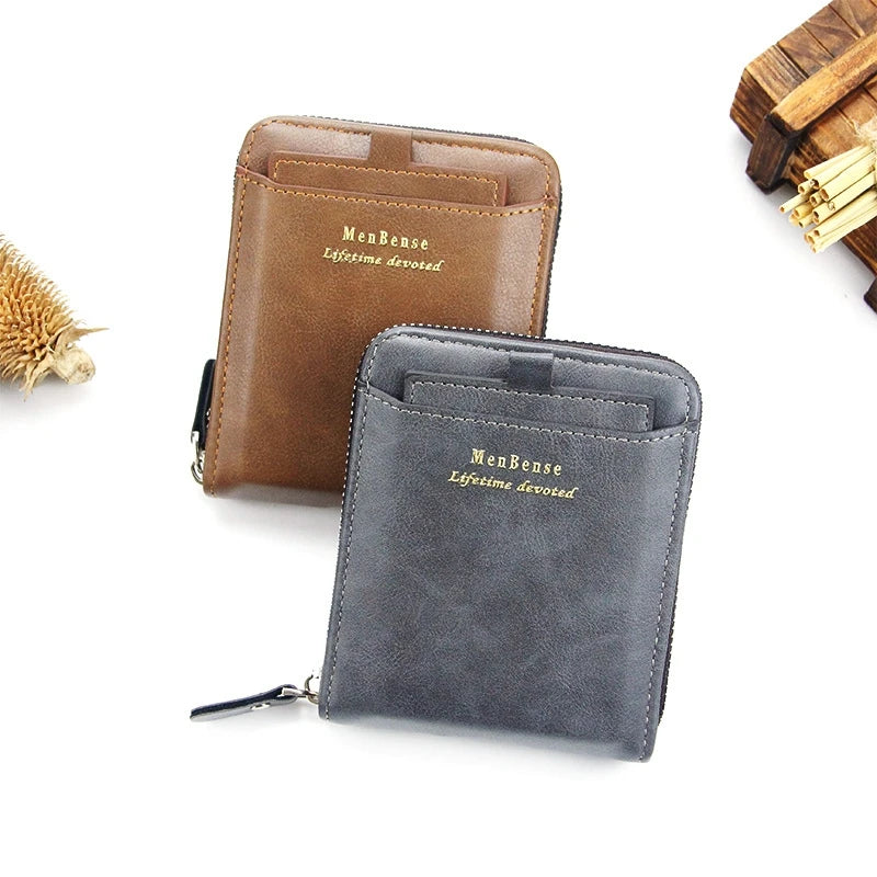New Leather Men's Card holder Zipper Short Desigh Male Vintage pocket Wallets men's billeteras para hombre
