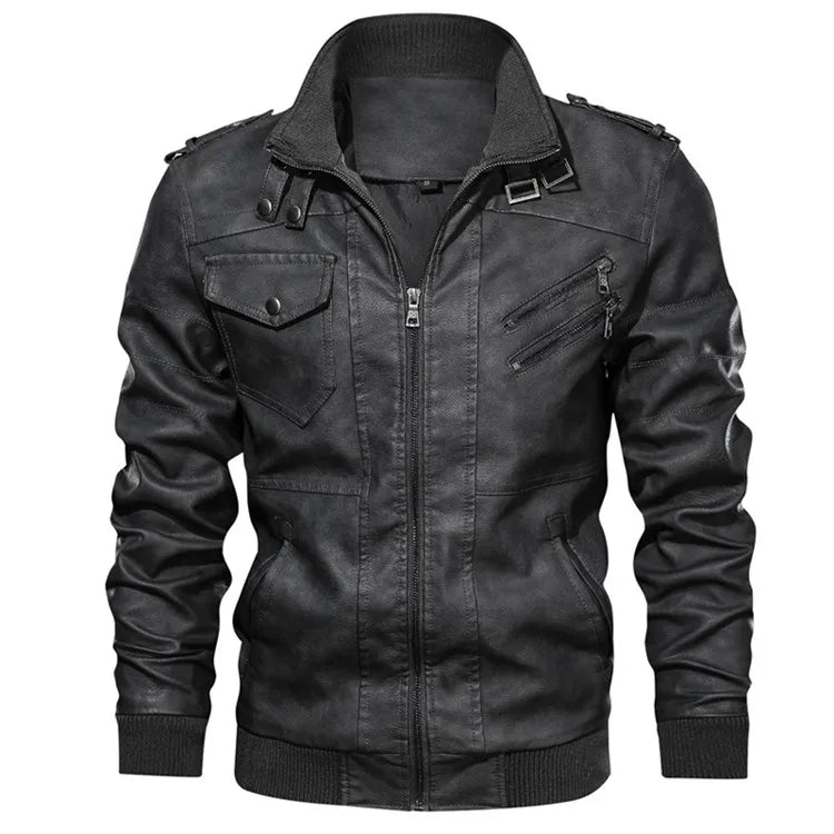 New Men's Leather Jackets Autumn Casual Biker Leather Coats