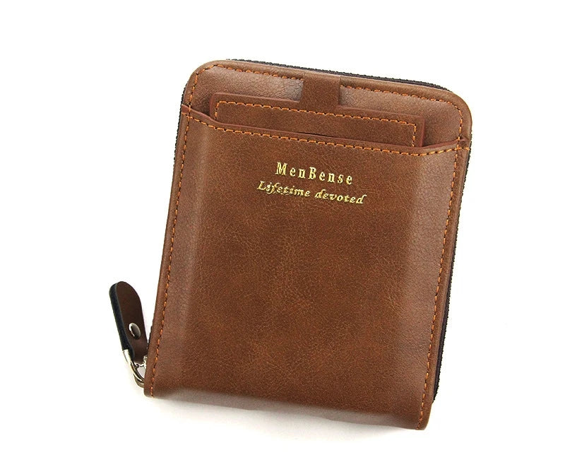 New Leather Men's Card holder Zipper Short Desigh Male Vintage pocket Wallets men's billeteras para hombre