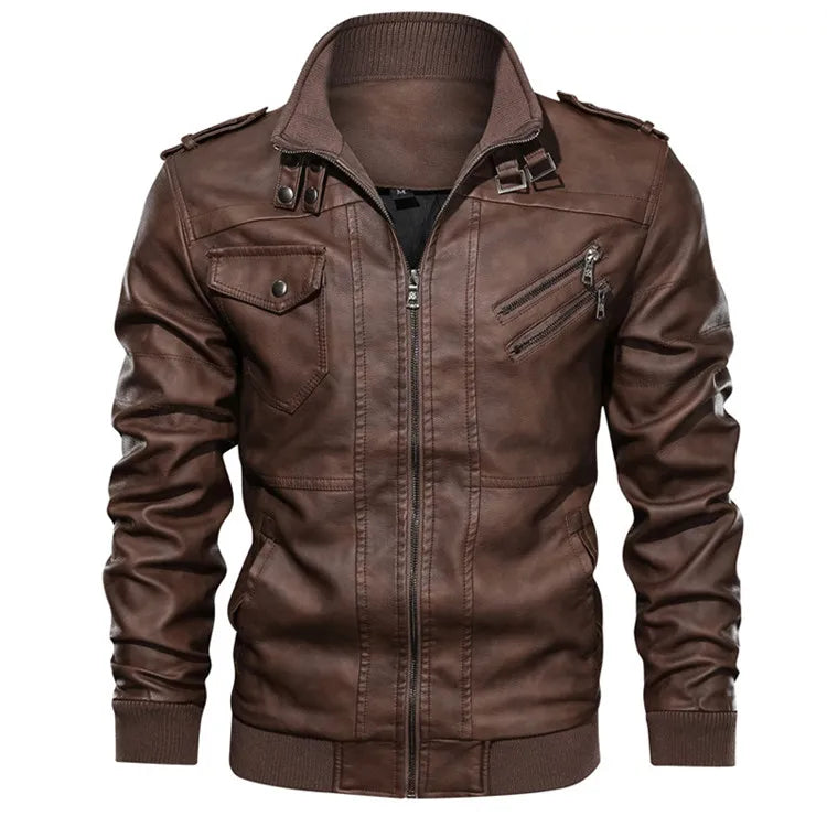New Men's Leather Jackets Autumn Casual Biker Leather Coats