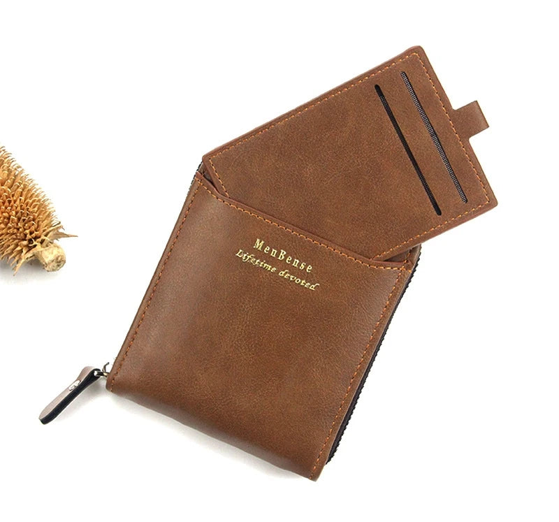 New Leather Men's Card holder Zipper Short Desigh Male Vintage pocket Wallets men's billeteras para hombre