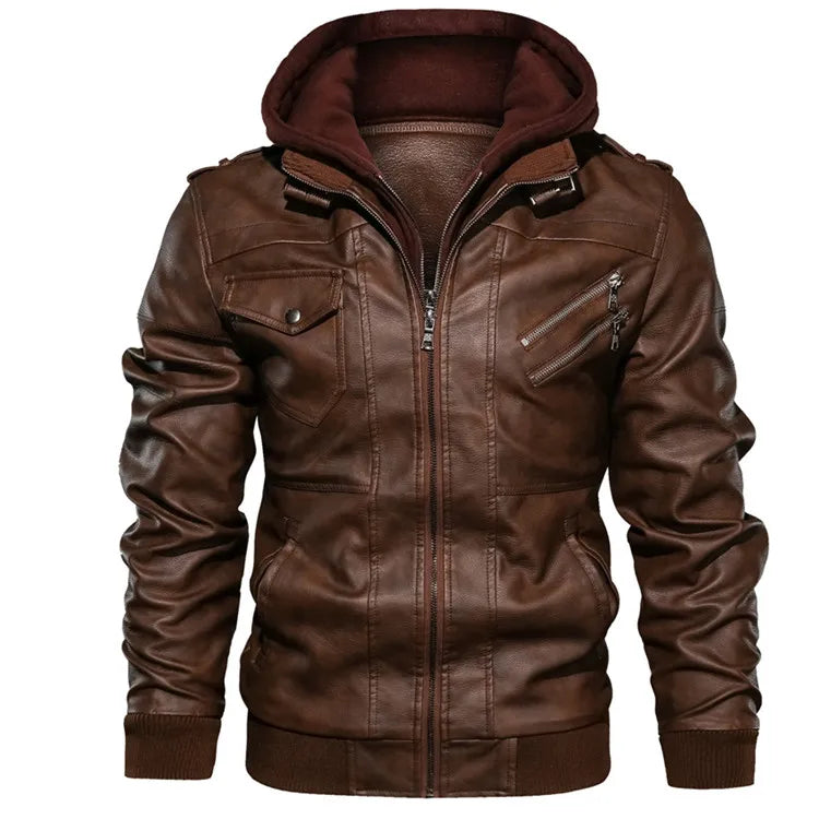 New Men's Leather Jackets Autumn Casual Biker Leather Coats