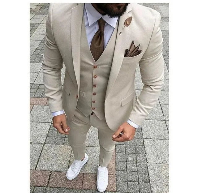 Fashion Men Suits Malt Color Custom Made Man's Suit 3Pcs(Jacket+Pants+Vest)Tailor-made Wedding Blazer Trousers Dinner Party Wear