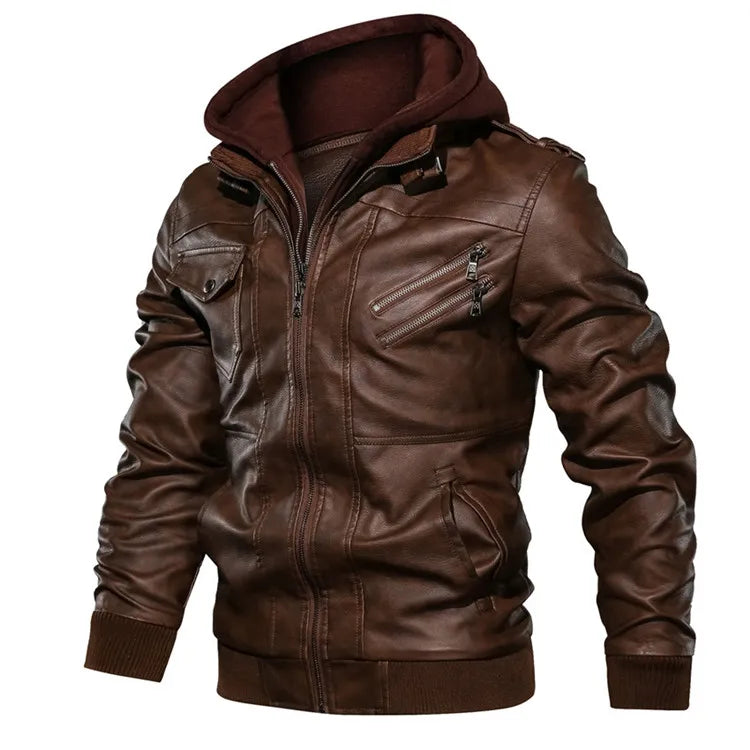 New Men's Leather Jackets Autumn Casual Biker Leather Coats