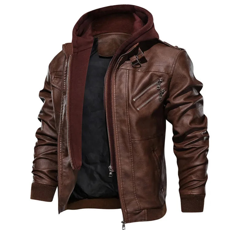 New Men's Leather Jackets Autumn Casual Biker Leather Coats
