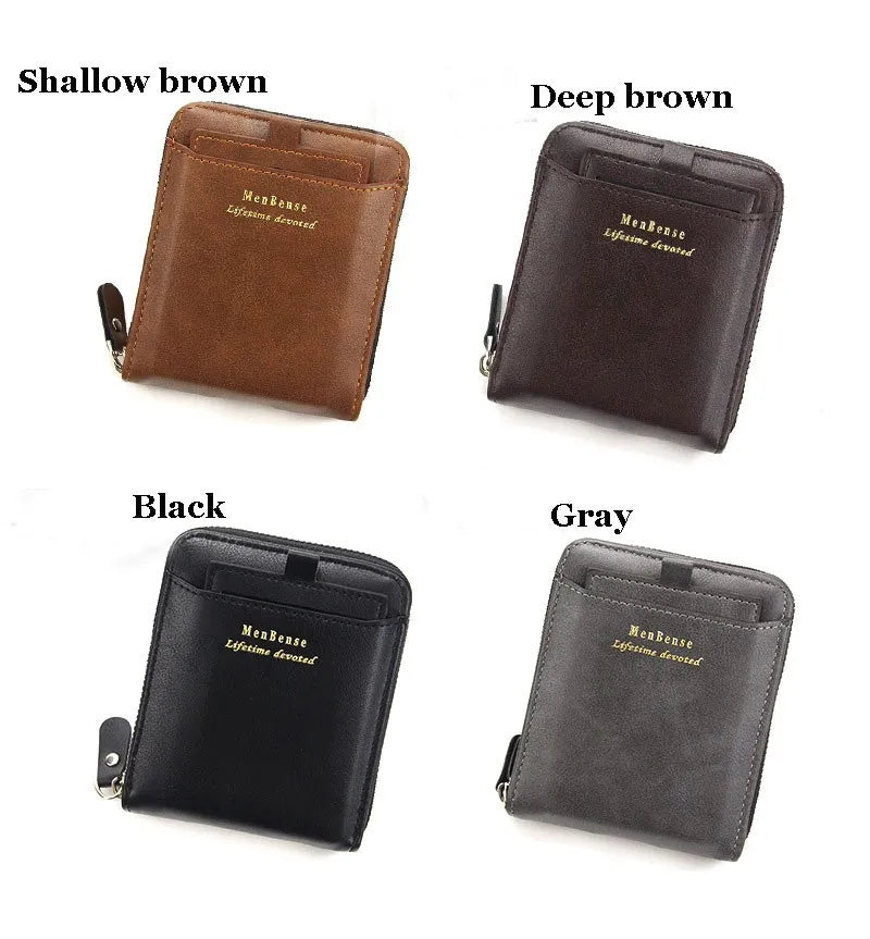 New Leather Men's Card holder Zipper Short Desigh Male Vintage pocket Wallets men's billeteras para hombre