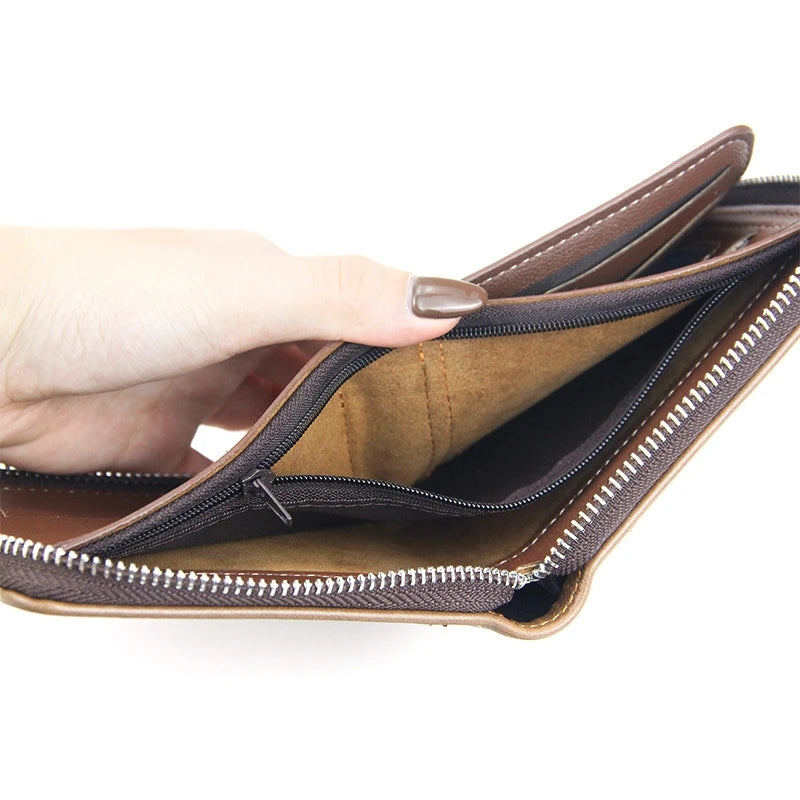 New Leather Men's Card holder Zipper Short Desigh Male Vintage pocket Wallets men's billeteras para hombre