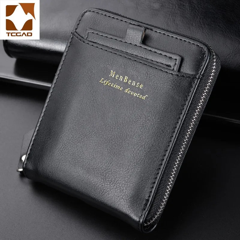 New Leather Men's Card holder Zipper Short Desigh Male Vintage pocket Wallets men's billeteras para hombre