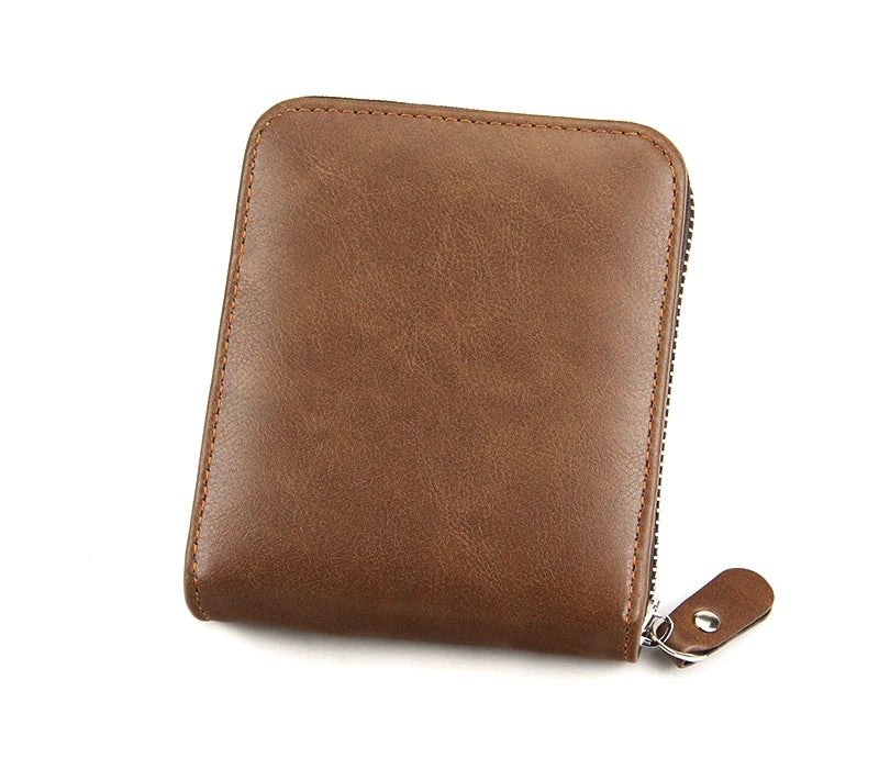 New Leather Men's Card holder Zipper Short Desigh Male Vintage pocket Wallets men's billeteras para hombre