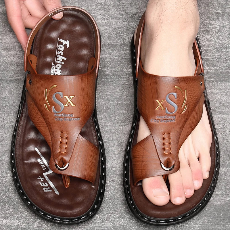 Summer Men Sandals Casual Genuine Leather Leisure Sandals Designer Shoes Men