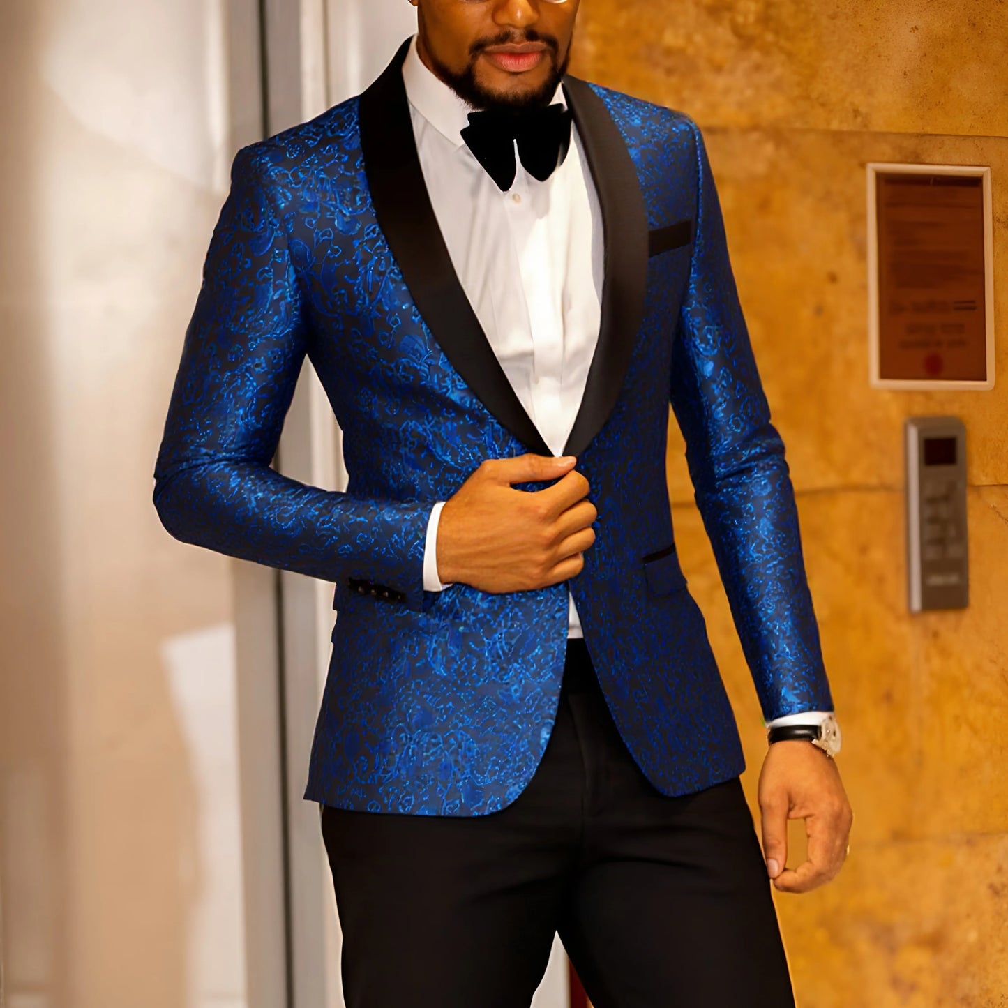 Men's Paisley Tuxedo Jacket One Button Dress Suit