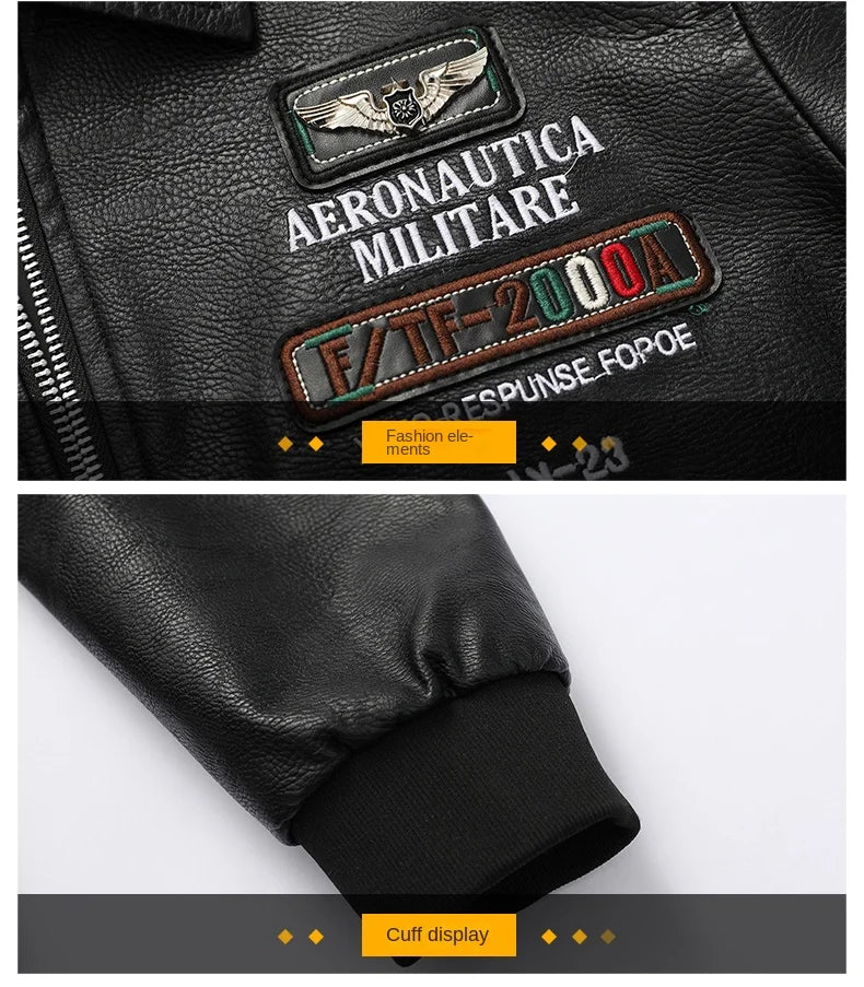 Embroidered Print Handsome Leather Jacket Lapel Fashion