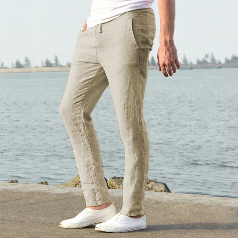 Men's Cotton Linen Pants Joggers Sweatpants