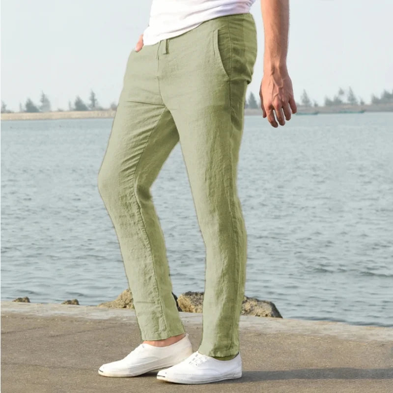 Men's Cotton Linen Pants Joggers Sweatpants