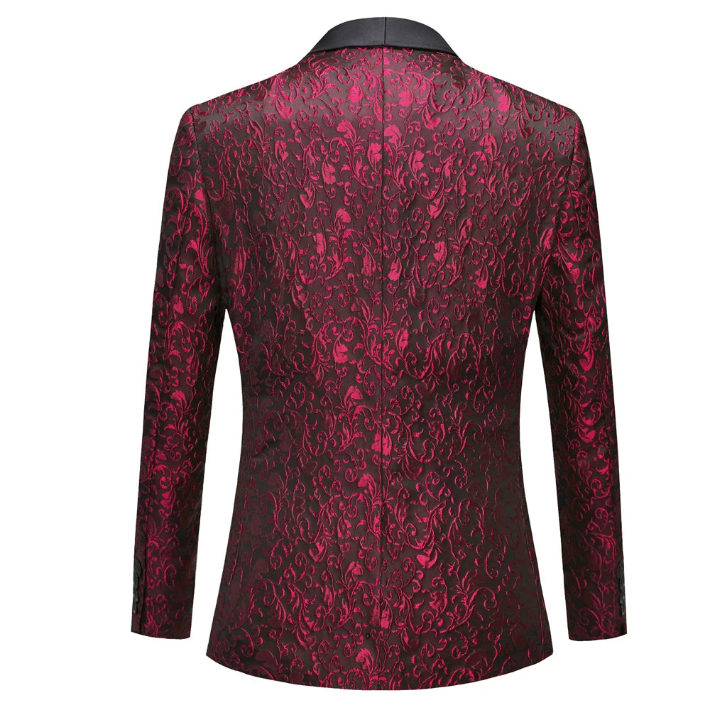 Men's Paisley Tuxedo Jacket One Button Dress Suit