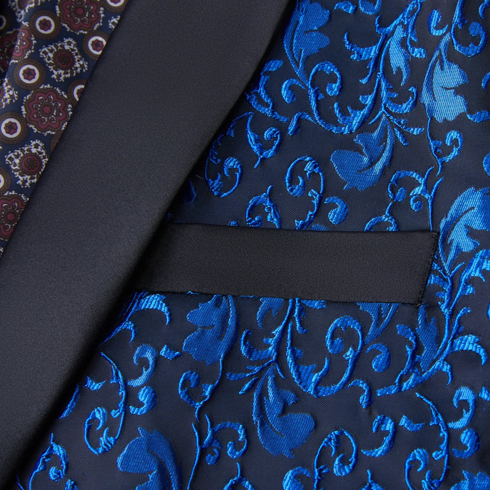 Men's Paisley Tuxedo Jacket One Button Dress Suit