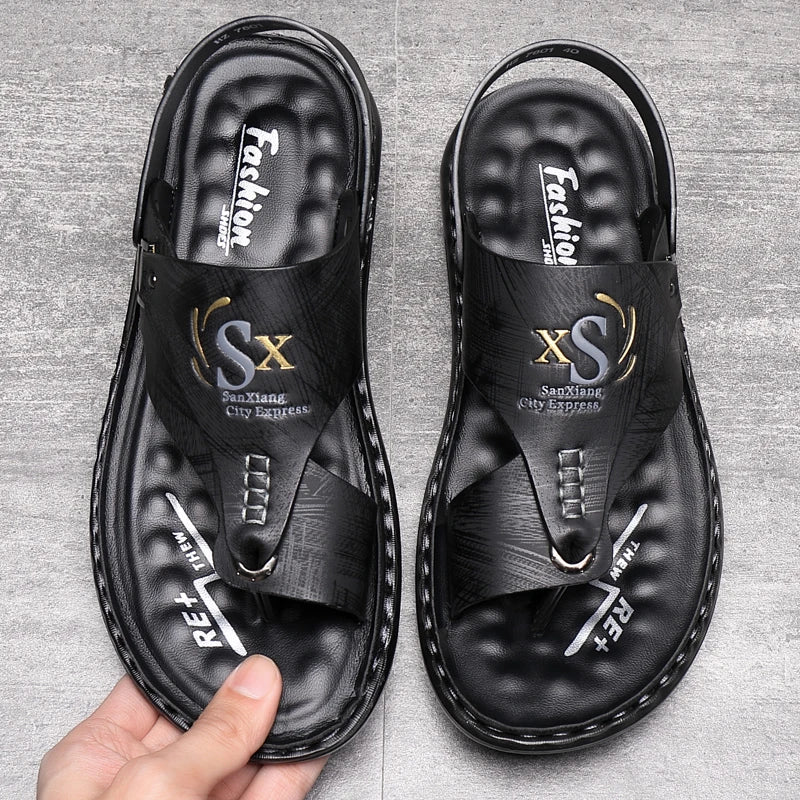 Summer Men Sandals Casual Genuine Leather Leisure Sandals Designer Shoes Men