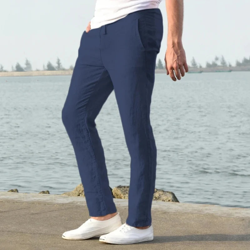 Men's Cotton Linen Pants Joggers Sweatpants