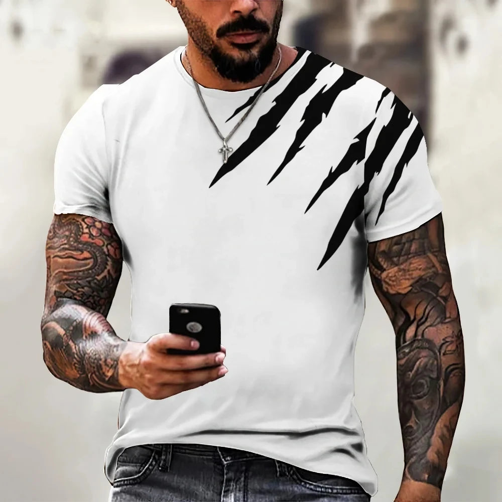 Men's T-shirt Trendy New Design Black And White Color Art 3D