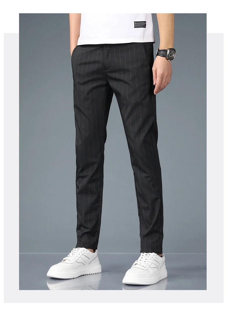 Fashion Casual Pants Men Slim Straight Classic