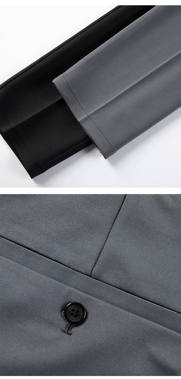 New Style Men's Casual Small Foot Elastic Suit Pants Simple Solid Color