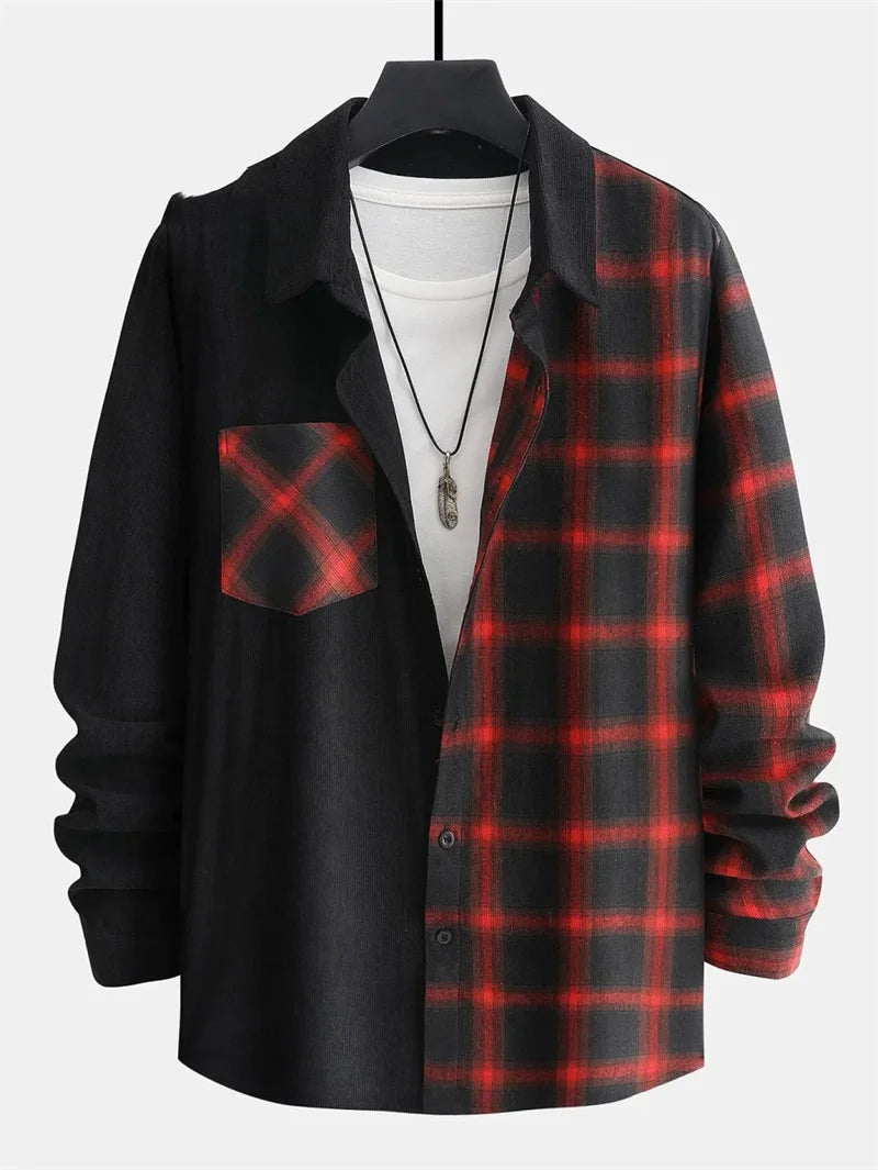 Men's Suit Retro Pattern Lapel Long Sleeved Button Printed Top Fashionable Streetwear Designer Western Style