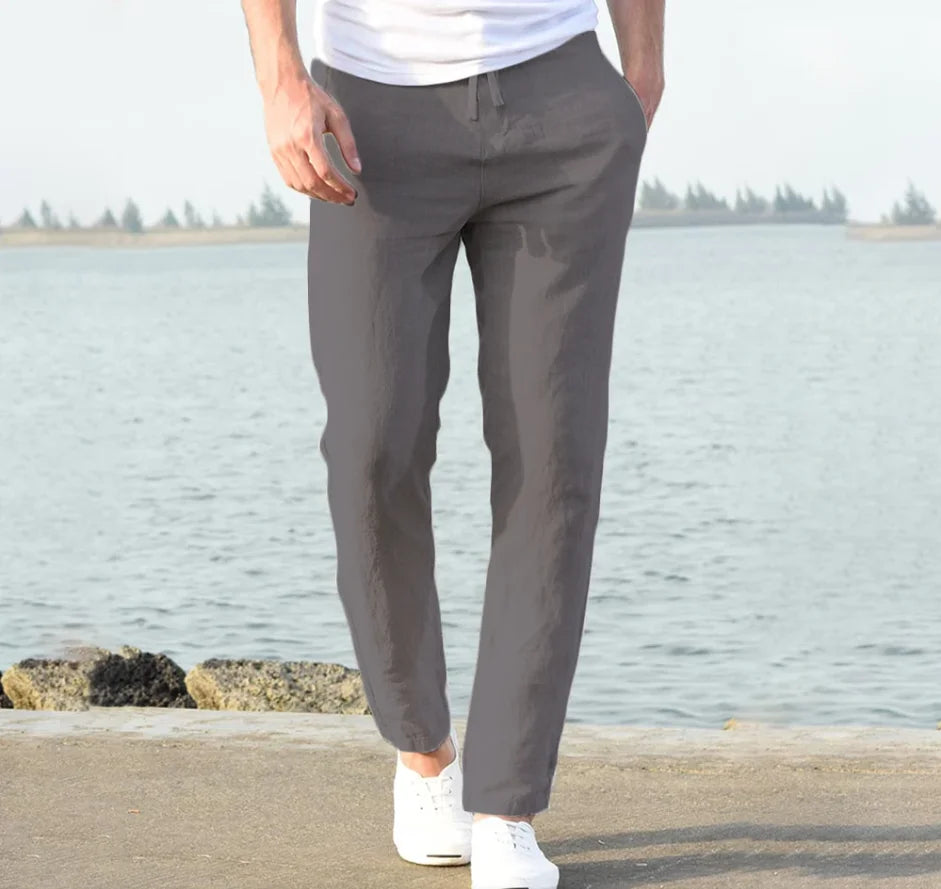 Men's Cotton Linen Pants Joggers Sweatpants