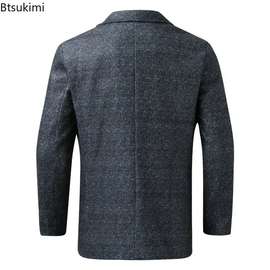 2025 Men's Plaid Blazer Jacket England Style Retro Long Sleeve Business Office Suit Jacket Fashion Simple Outerwear Jacket Male