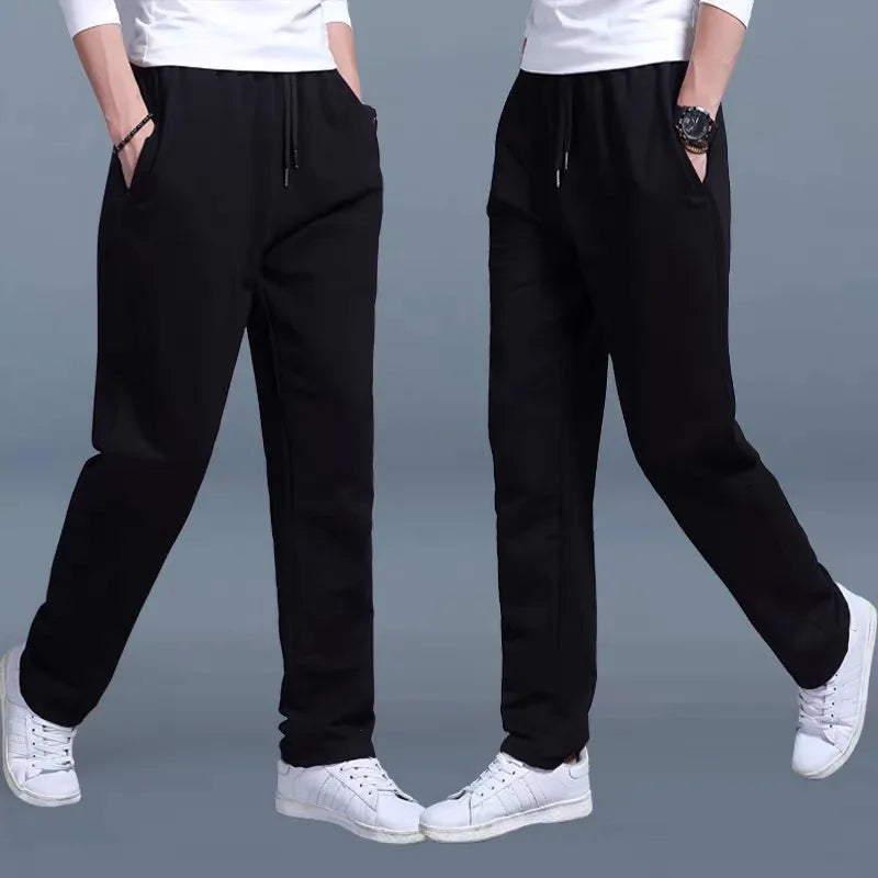 Casual Men's Pants Spring and Summer Slim-fit Thin Fashion Ice Silk Straight Pants Men's Jogger Nylon Quick-drying Sports Pants