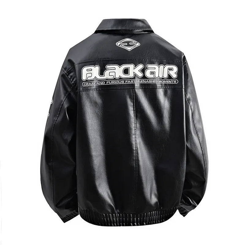 Fashion Leather Jacket Man Original Patchwork Embroidery Designer