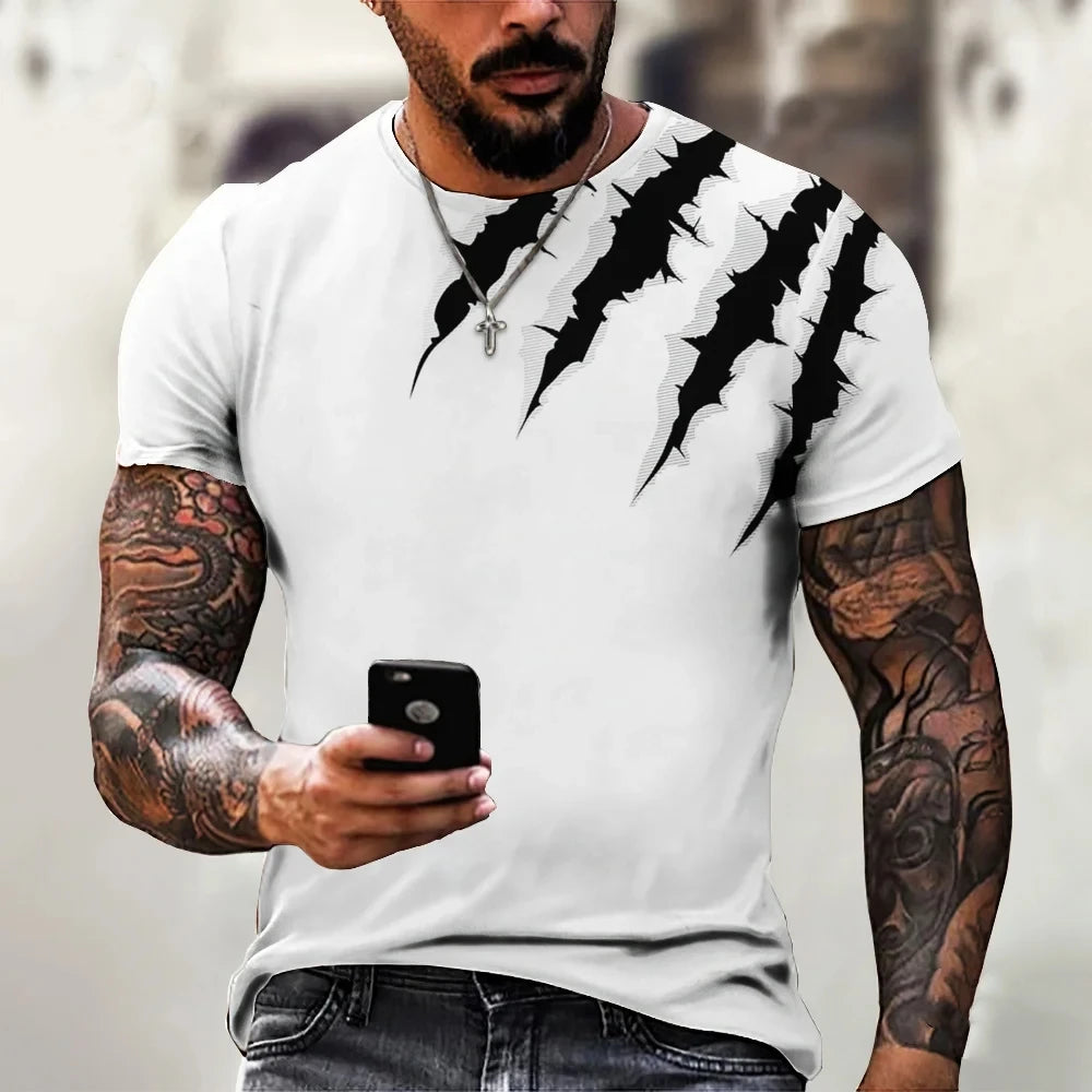 Men's T-shirt Trendy New Design Black And White Color Art 3D