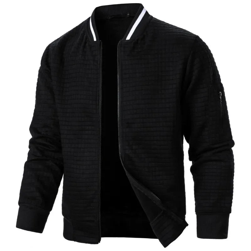 New Men's Long Sleeve Zipper Jacket Stand Up Sweatshirts Outdoor