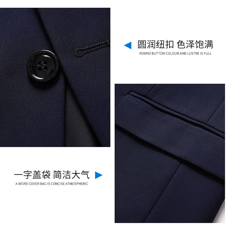 Blazer New Men's Fashion Business Solid Color British Style Professional Work Groom Wedding Dress Best Man Blazer Jacket
