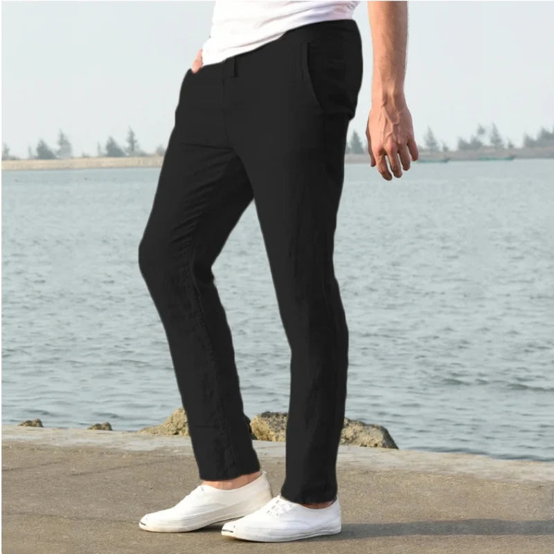 Men's Cotton Linen Pants Joggers Sweatpants