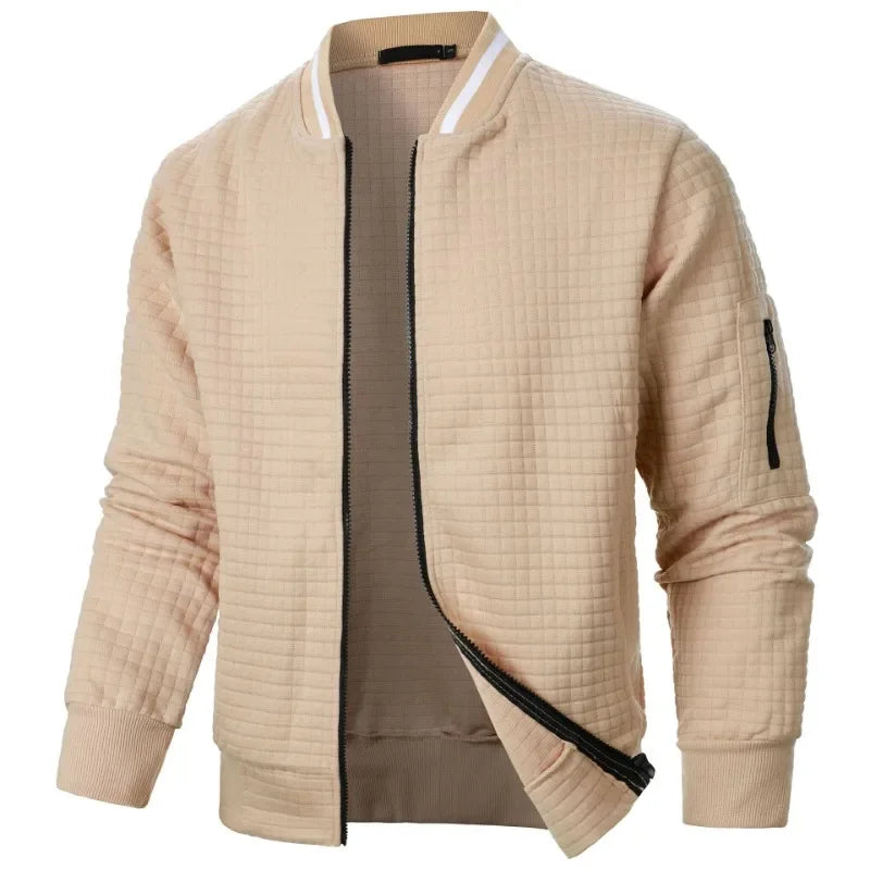 New Men's Long Sleeve Zipper Jacket Stand Up Sweatshirts Outdoor