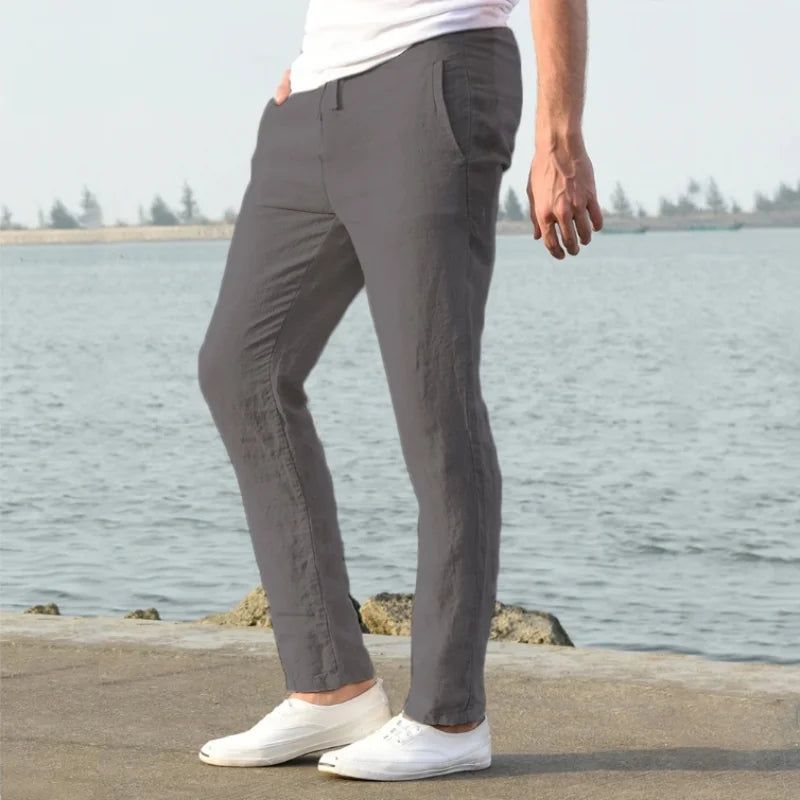 Men's Cotton Linen Pants Joggers Sweatpants