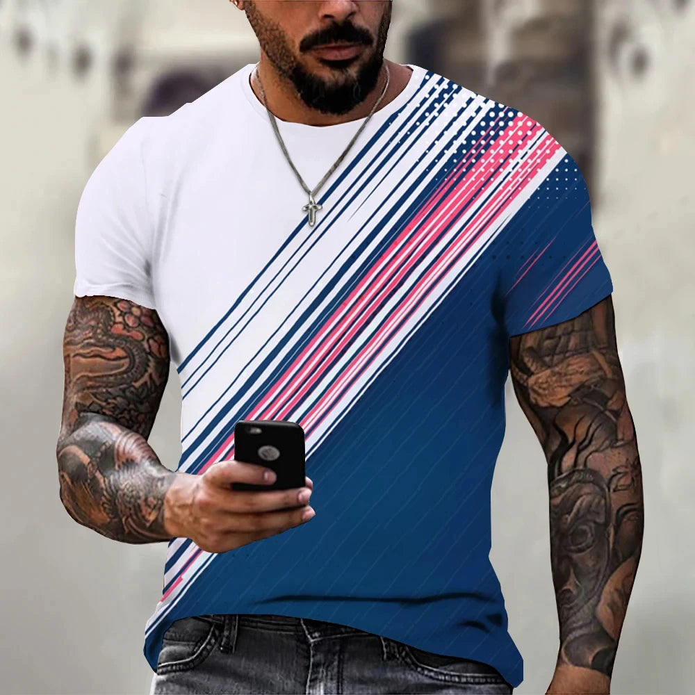 Men's T-shirt Trendy New Design Black And White Color Art 3D