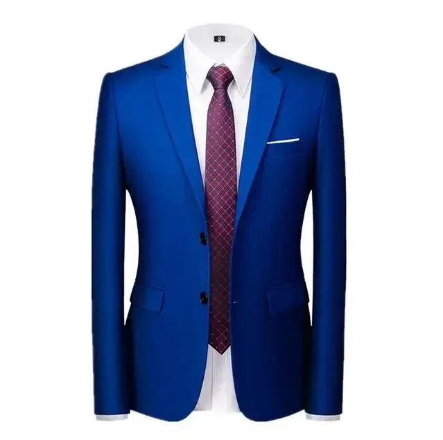 New Blue Jacquard Men's Suit Jacket Wedding Party Suit Men's Blue Red and White Men's Suit Slim Fit