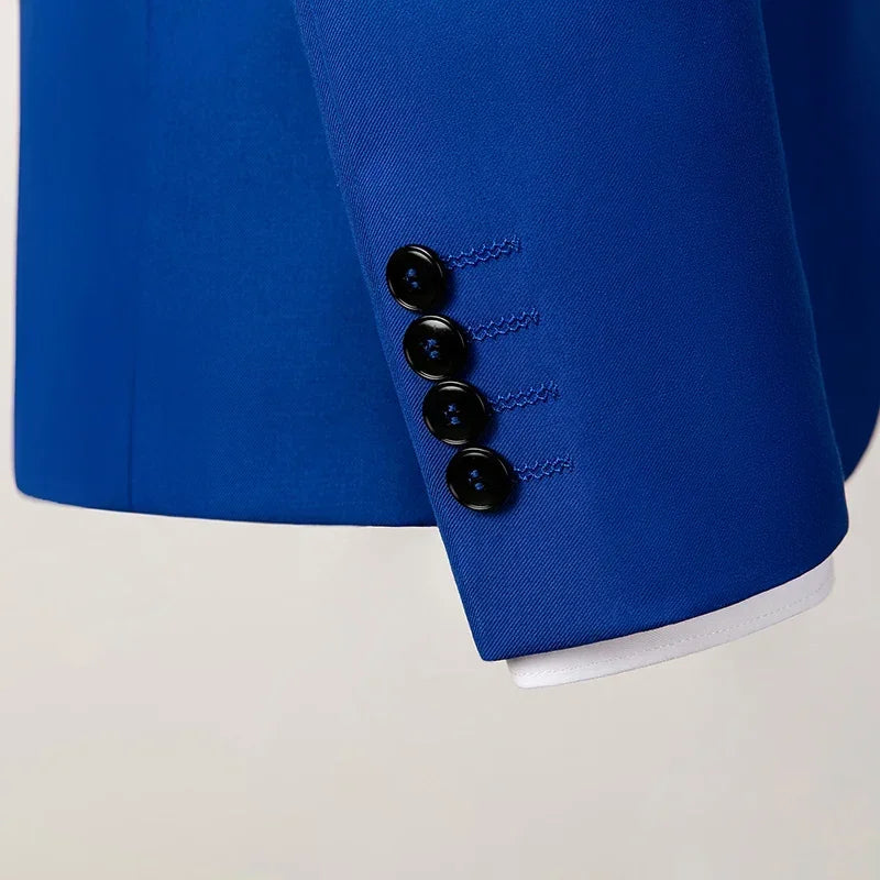New Blue Jacquard Men's Suit Jacket Wedding Party Suit Men's Blue Red and White Men's Suit Slim Fit