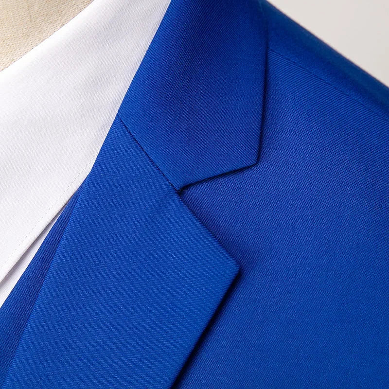 New Blue Jacquard Men's Suit Jacket Wedding Party Suit Men's Blue Red and White Men's Suit Slim Fit