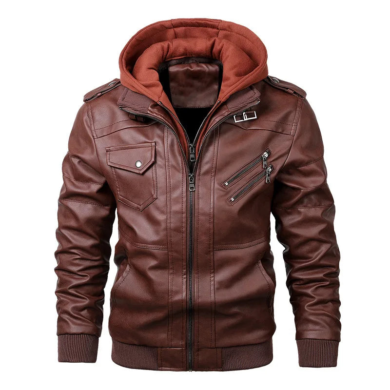 New Men's Leather Jackets Autumn Casual Biker Leather Coats
