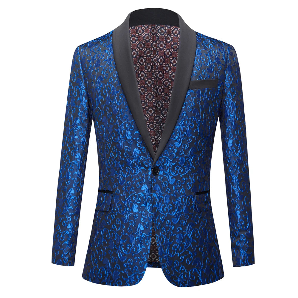 Men's Paisley Tuxedo Jacket One Button Dress Suit