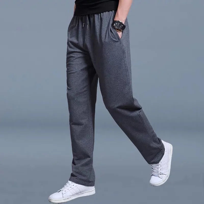 Casual Men's Pants Spring and Summer Slim-fit Thin Fashion Ice Silk Straight Pants Men's Jogger Nylon Quick-drying Sports Pants
