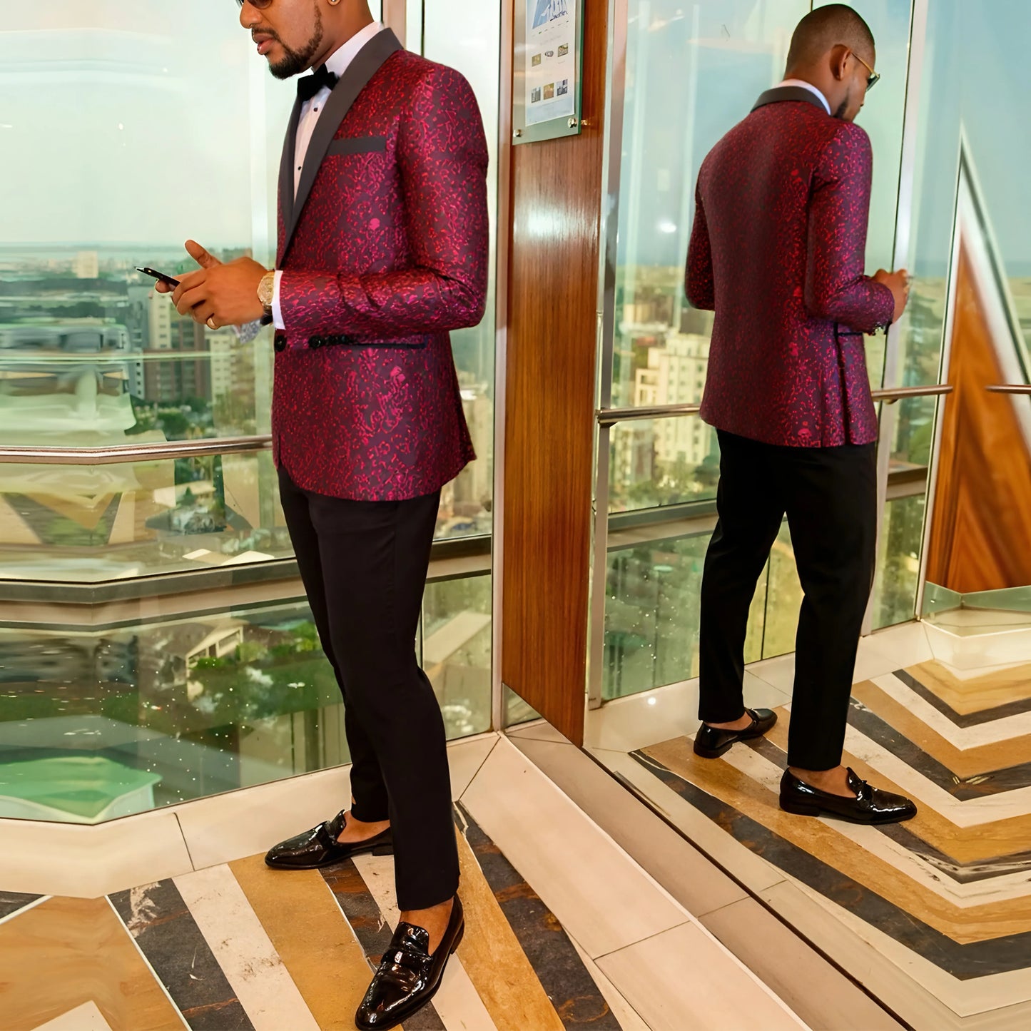 Men's Paisley Tuxedo Jacket One Button Dress Suit