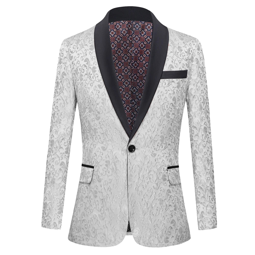 Men's Paisley Tuxedo Jacket One Button Dress Suit