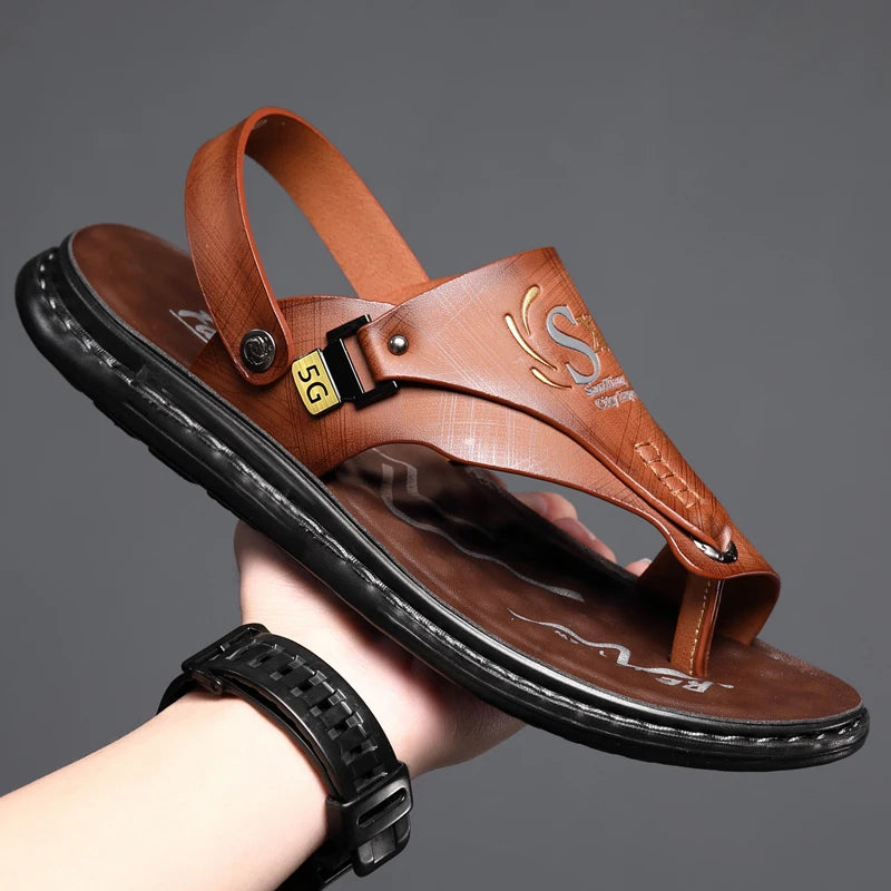 Summer Men Sandals Casual Genuine Leather Leisure Sandals Designer Shoes Men