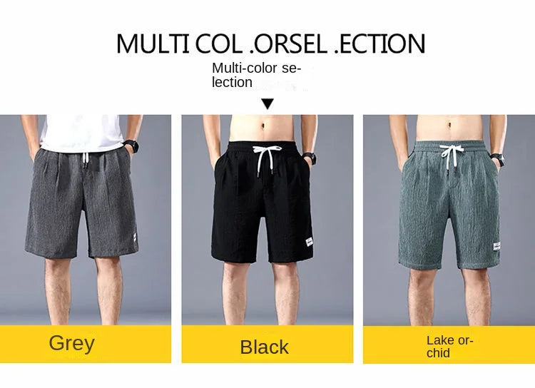 Summer Ice Silk Shorts Men's Thin Sports Casual Loose Fashion Trend Cool Breathable Straight Leg Pants