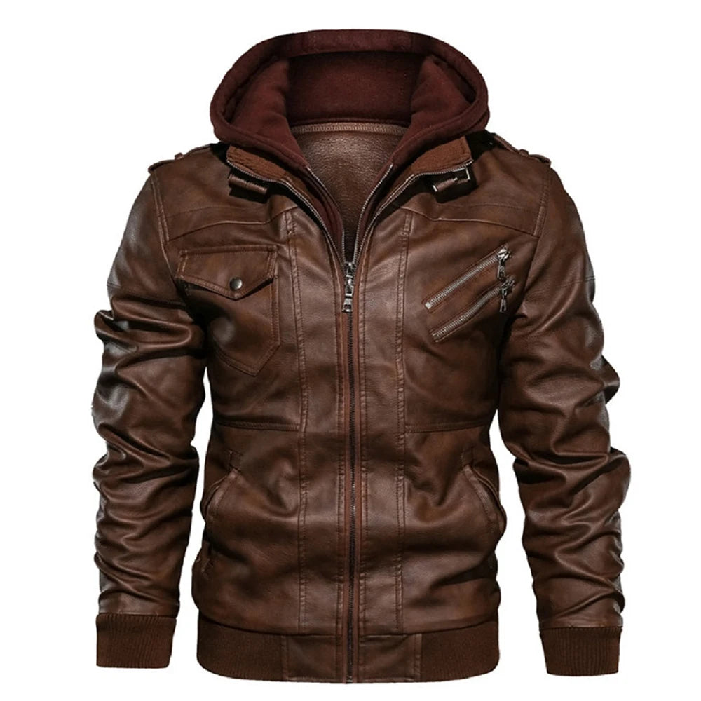 New Men's Leather Jackets Autumn Casual Biker Leather Coats