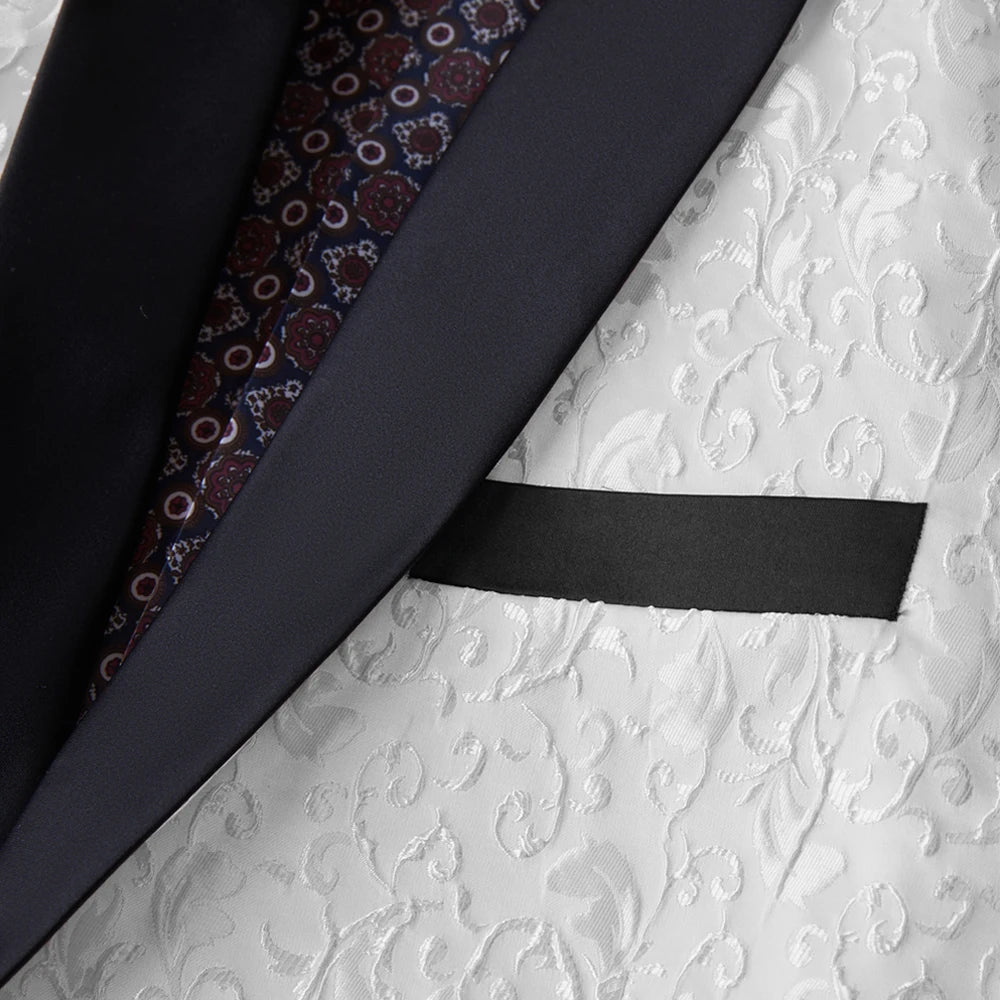 Men's Paisley Tuxedo Jacket One Button Dress Suit