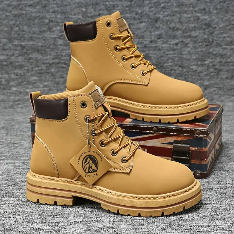 Booties for Men Motorcycle Boot Mens Shoes Original Men's Sneakers Man Offers Free Shipping Military Coturnos Timberlands Boots